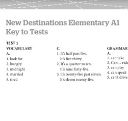 New Destinations Elementary A1 Tests Key New Destinations Elementary A1 Tests Key