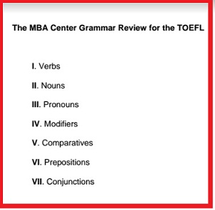 The MBA Center Grammar Review for the TOEFL