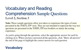 TOEFL ITP Level 2 Vocabulary and Reading Comprehension Sample Questions TOEFL ITP Level 2 Vocabulary and Reading Comprehension Sample Questions