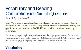 TOEFL ITP Level 2 Vocabulary and Reading Comprehension Sample Questions