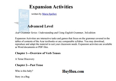 AZAR GRAMMAR SERIES Expansion Activities Advanced Level 3rd Edition