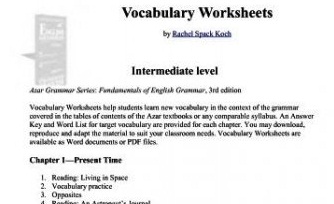 AZAR GRAMMAR SERIES Vocabulary Worksheets for Fundamentals English Grammar