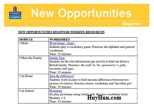 New Opportunities Beginner Resources