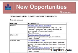 New Opportunities Elementary Resources