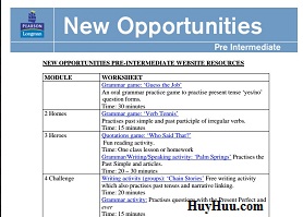 New Opportunities Pre-Intermediate Resources New Opportunities Pre-Intermediate Resources
