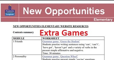 New Opportunities Elementary Extra Games