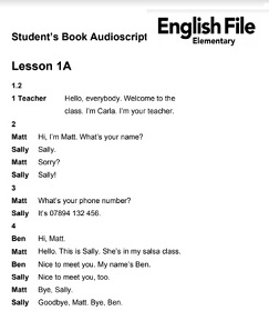 English File 4th Edition Elementary Student Book AudioScript English File 4th Edition Elementary Student Book AudioScript