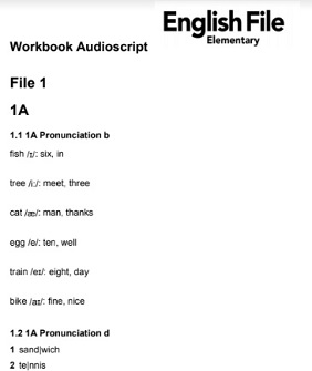 English File 4th Edition Elementary Workbook Audioscript English File 4th Edition Elementary Workbook Audioscript