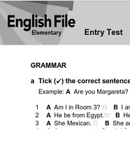 English File 4th Edition Elementary Entry Test English File 4th Edition Elementary Entry Test