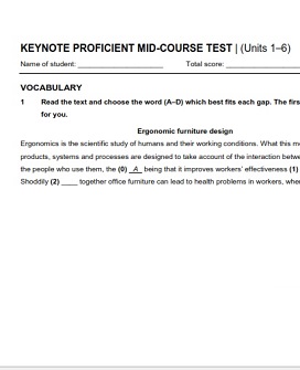 Keynote Proficient Mid Course Test