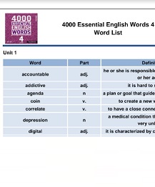 4000 Essential English Words 4 Second Edition Word List 4000 Essential English Words 4 Second Edition Word List