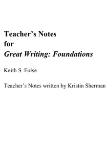 Great Writing 4th Edition Foundation Teacher Notes Great Writing 4th Edition Foundation Teacher Notes