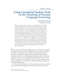 Using Unscripted Spoken Texts in the Teaching of Second Language Listening