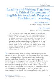 Reading and Writing Together A Critical Component of English for Academic Purposes Teaching and Learning