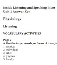Inside Listening and Speaking Intro Student Book Answer Keys Inside Listening and Speaking Intro Student Book Answer Keys