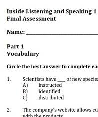 Inside Listening and Speaking 1 Tests Inside Listening and Speaking 1 Tests