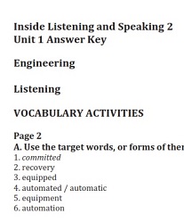 Inside Listening and Speaking 2 Student Book Answer Keys Inside Listening and Speaking 2 Student Book Answer Keys