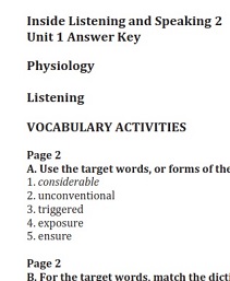 Inside Listening and Speaking 4 Student Book Answer Keys Inside Listening and Speaking 4 Student Book Answer Keys