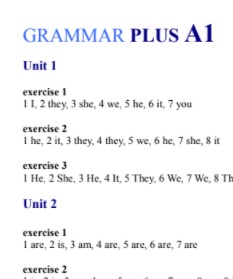 Grammar Plus A1 Answer Keys