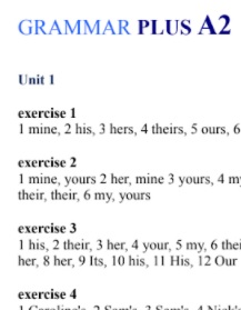 Grammar Plus A2 Answer Keys
