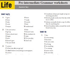 National Geographic Life 2nd Edition Pre-Intermediate Grammar Practice Worksheets National Geographic Life 2nd Edition Pre-Intermediate Grammar Practice Worksheets
