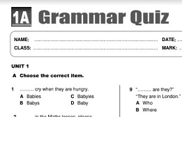 Smart Time 1 Grammar Quiz Smart Time 1 Grammar Quiz