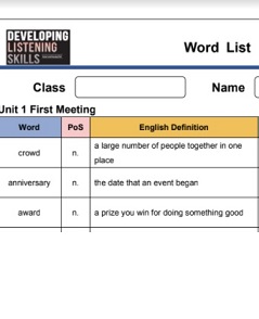 Developing Listening Skills 3rd Edition 1 WordList Developing Listening Skills 3rd Edition 1 WordList