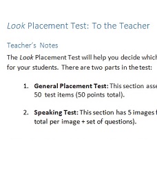 Look British Placement Tests Look British Placement Tests