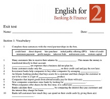 LONGMAN English for Banking and Finance 2 Tests