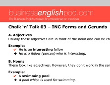 Business English Pod Chalk n Talk 03 - ING Forms and Gerunds Book Business English Pod Chalk n Talk 03 - ING Forms and Gerunds Book