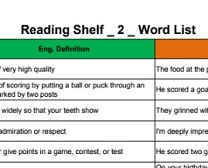 Reading Shelf 2 Word List Reading Shelf 2 Word List