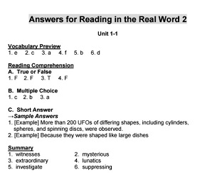 Reading for the Real World 2 Answer Keys Second Edition Reading for the Real World 2 Answer Keys Second Edition