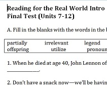 Reading for the Real World Intro Third Edition Final Test Reading for the Real World Intro Third Edition Final Test