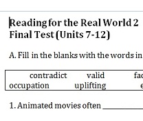 Reading for the Real World 2 Third Edition Final Test Reading for the Real World 2 Third Edition Final Test