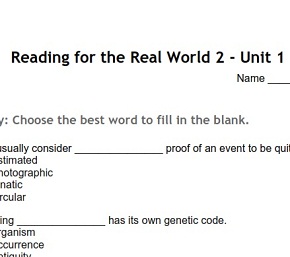 Reading for the Real World 2 Third Edition Unit Tests Reading for the Real World 2 Third Edition Unit Tests