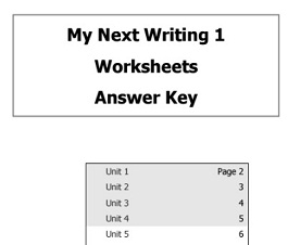 My Next Writing 1 Worksheet Answer Key My Next Writing 1 Worksheet Answer Key