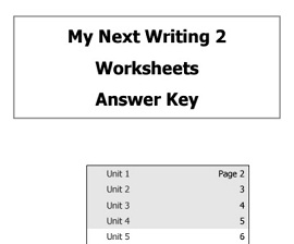 My Next Writing 2 Worksheet Answer Key