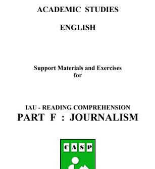 Academic Studies English - Reading Comprehension Journalism
