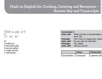Flash on English for Cooking Catering and Reception Answer Key And Transcripts Flash on English for Cooking Catering and Reception Answer Key And Transcripts