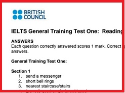 British Council Reading Practice 1 IELTS General Training Questions Answer Keys British Council Reading Practice 1 IELTS General Training Questions Answer Keys
