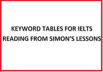 Keyword Table for Academic IELTS Reading from Simon Lessons