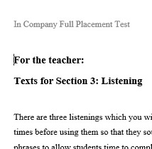 In Company Test CD Placement Tests