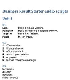 Business Result Starter Audio Scripts