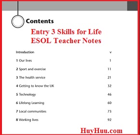 Entry 3 Skills for Life ESOL Teacher Notes Entry 3 Skills for Life ESOL Teacher Notes