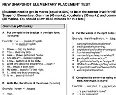 New Snapshot Elementary Placement Test with Answer Key New Snapshot Elementary Placement Test with Answer Key