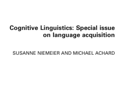 Cognitive Linguistics An Interdisciplinary Journal of Cognitive Science 2001 Vol 11 Cognitive Linguistics An Interdisciplinary Journal of Cognitive Science 2001 Vol 11