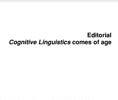 Cognitive Linguistics An Interdisciplinary Journal of Cognitive Science 2009 Vol 20 Cognitive Linguistics An Interdisciplinary Journal of Cognitive Science 2009 Vol 20