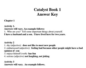 Catalyst 1 - Writing from Reading Answer Keys