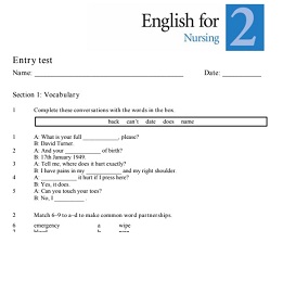 English for Nursing 2 Tests Book English for Nursing 2 Tests Book