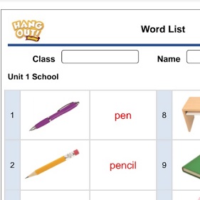 Hang Out Starter Word List Hang Out Starter Word List